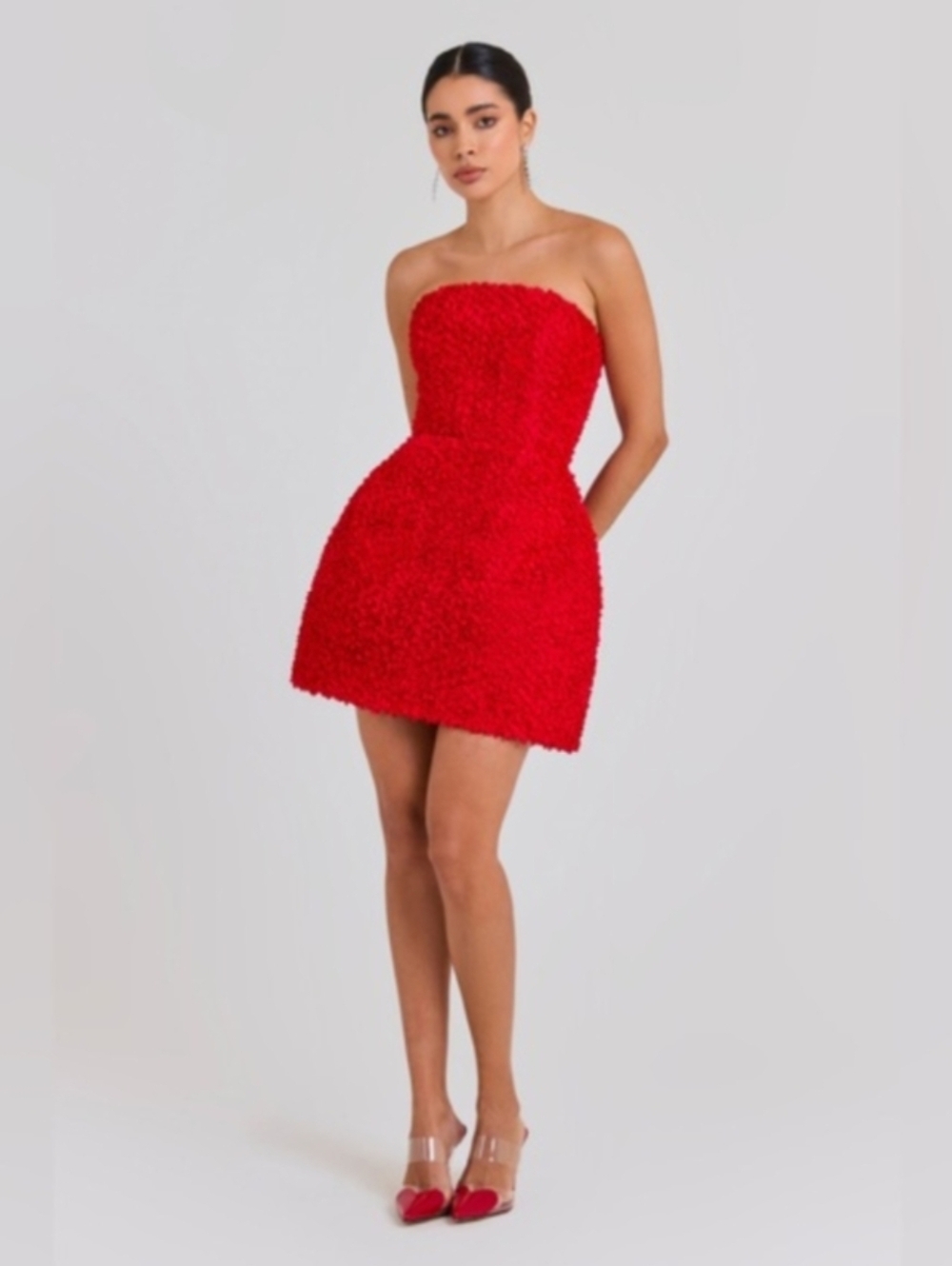 NWT Nadine Merabi Maisy Red Sequin Strapless Mini Dress Size S/M/6